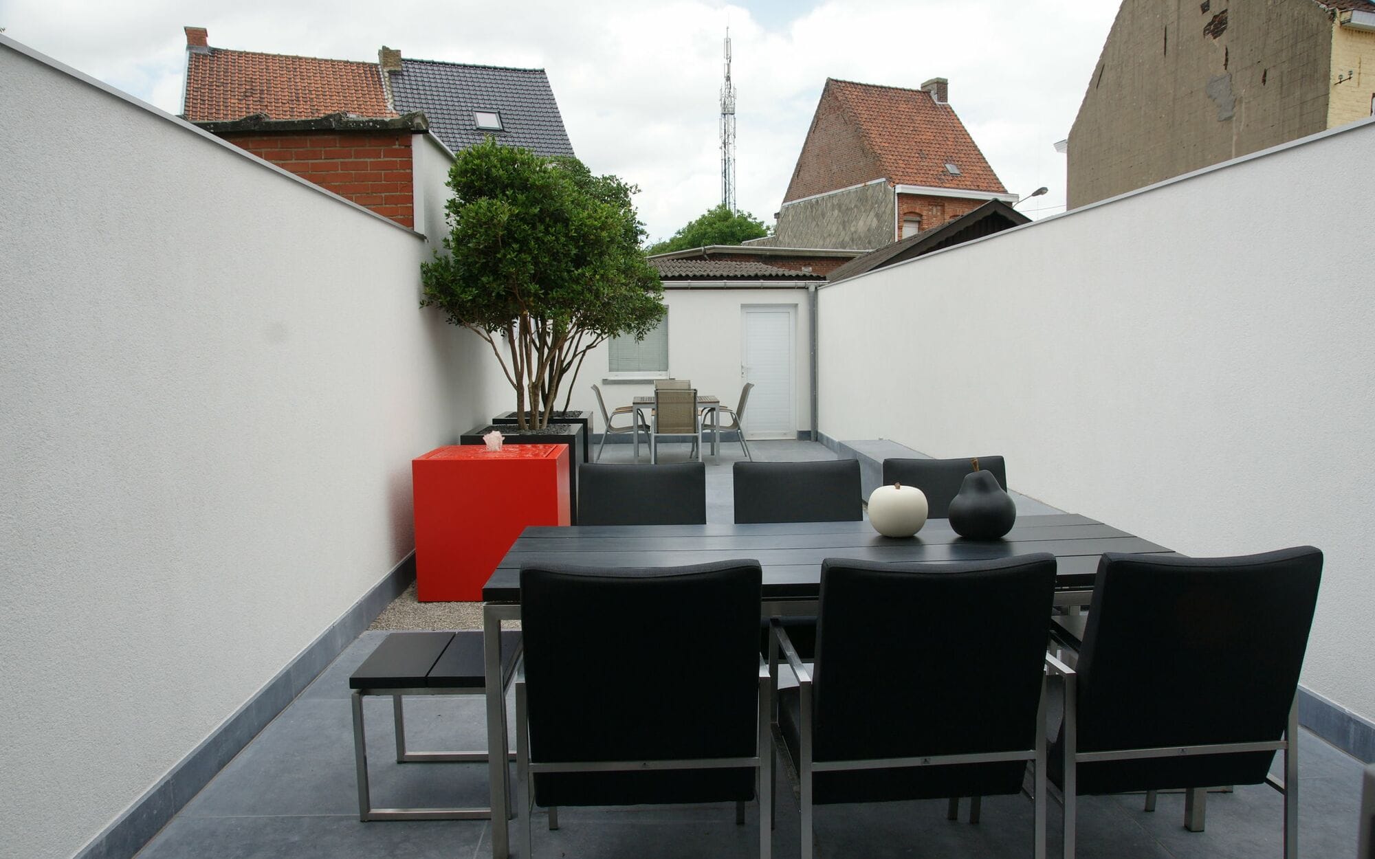 Blauwsteen binnentuin met meerstammige solitair